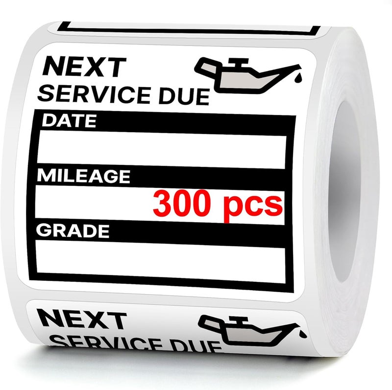 GUEER for Oil Change Stickers 300 Pcs 2”x 2” Service Black Stickers, Next Service Due Reminder Sticker Labels, Easy to Write on, Easy to Peel with No Residue - Image 1